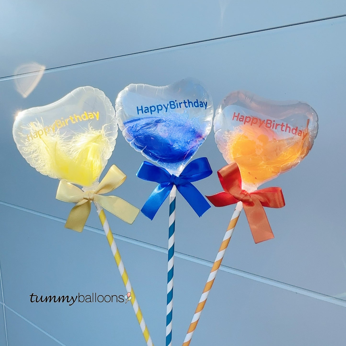 スティックバルーン【カラー文字・クリアハートSサイズ】*balloon_clearHS