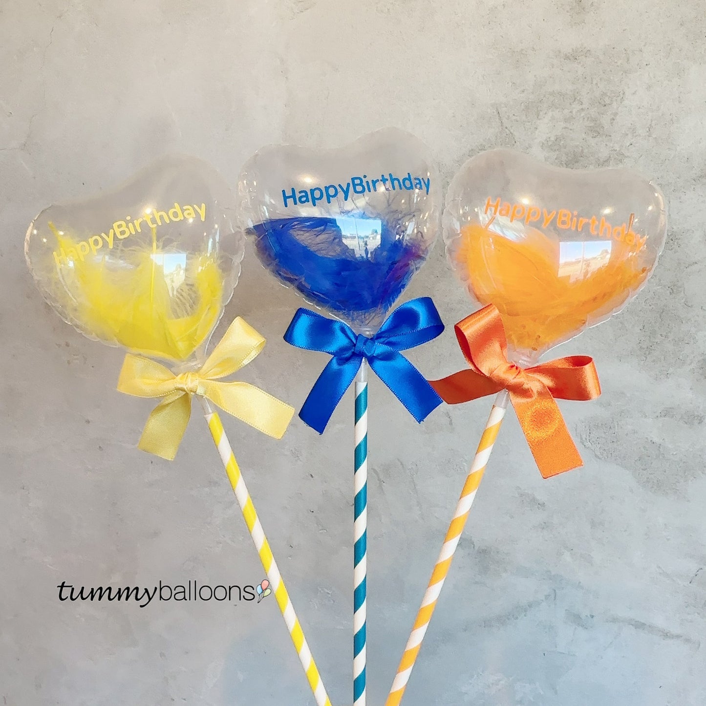 スティックバルーン【カラー文字・クリアハートSサイズ】*balloon_clearHS