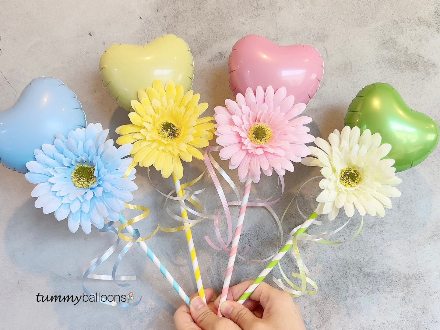スティックバルーン【花付き・ハート】*balloon_customFHS