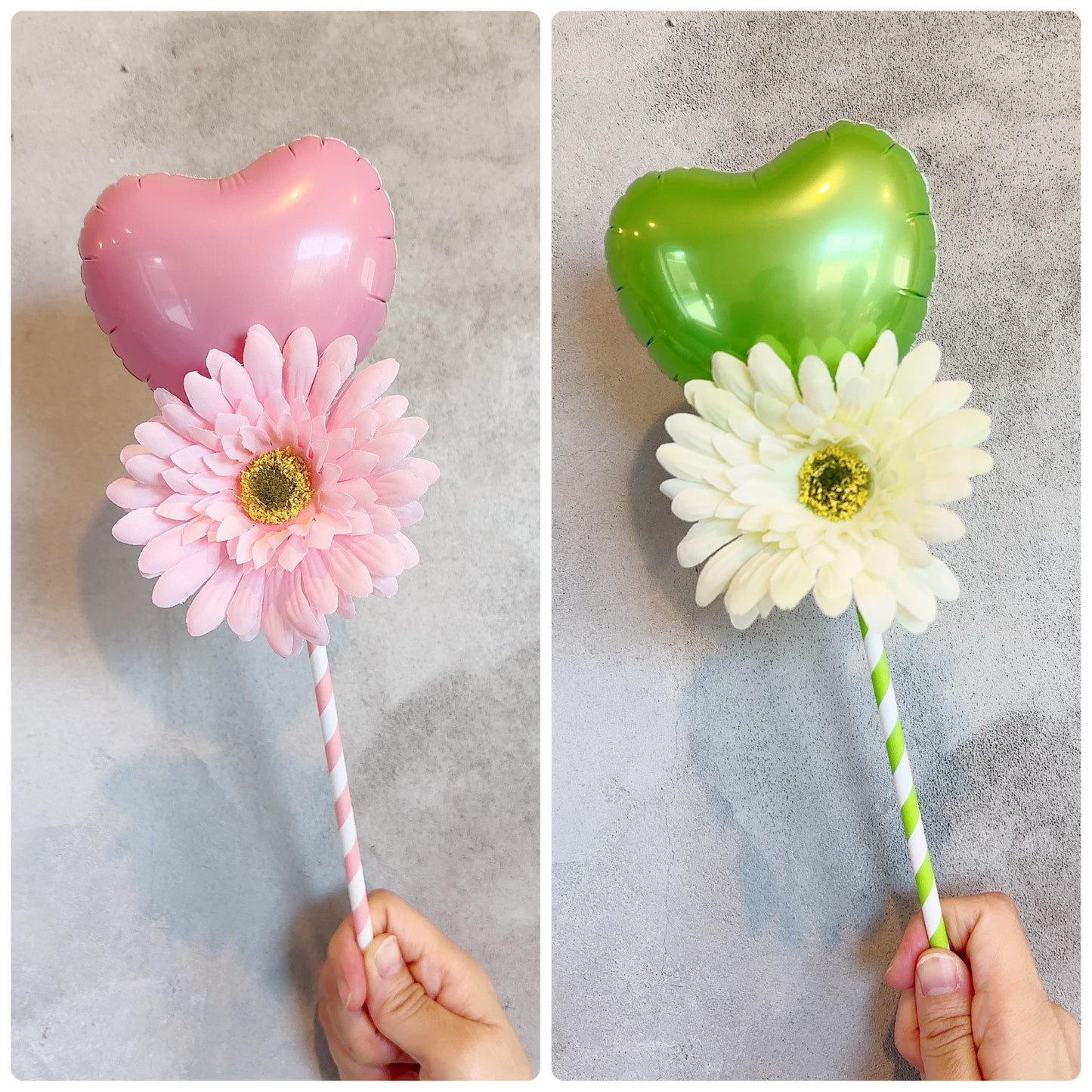 スティックバルーン【花付き・ハート】*balloon_customFHS