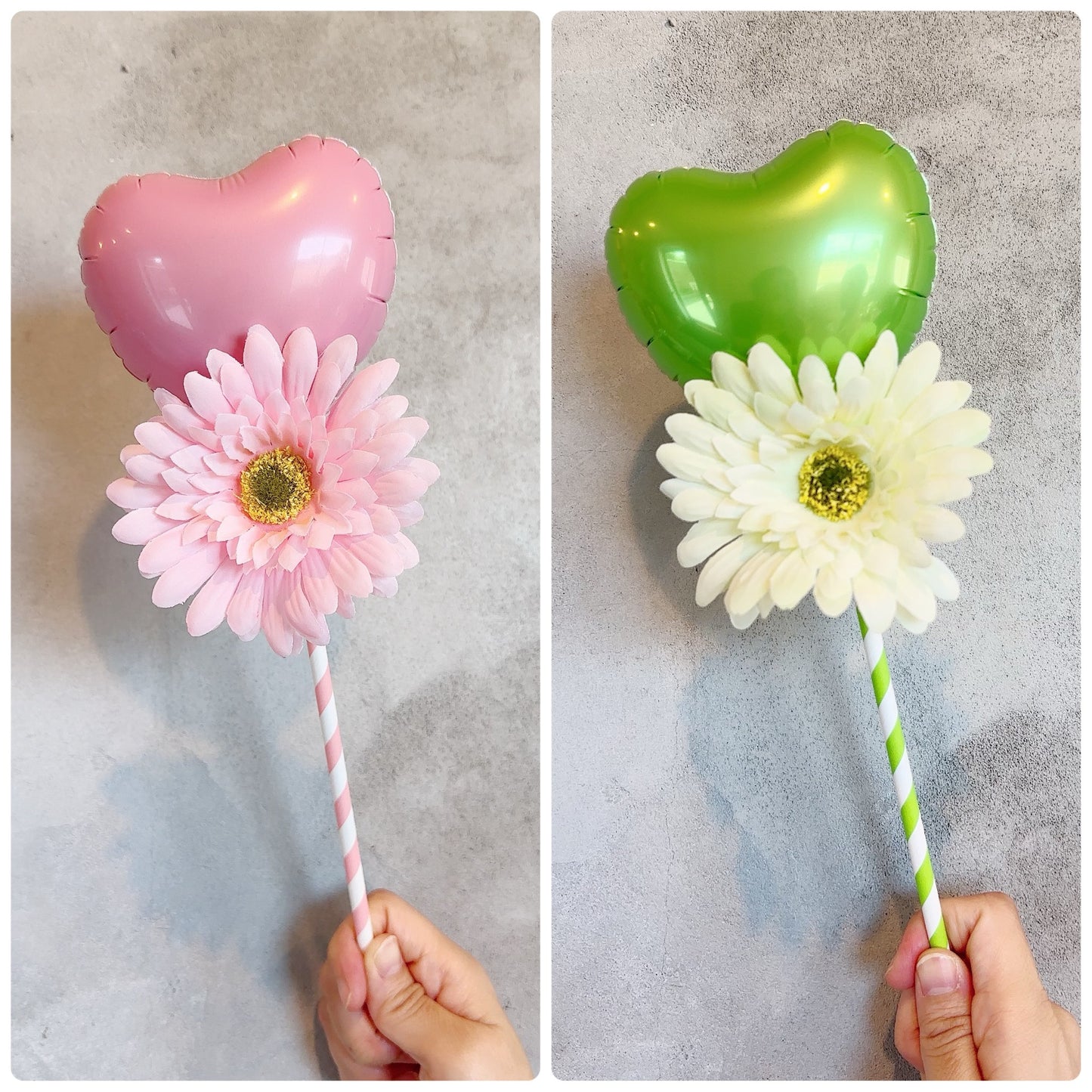 スティックバルーン【花付き・ハート】＊balloon_customFHS