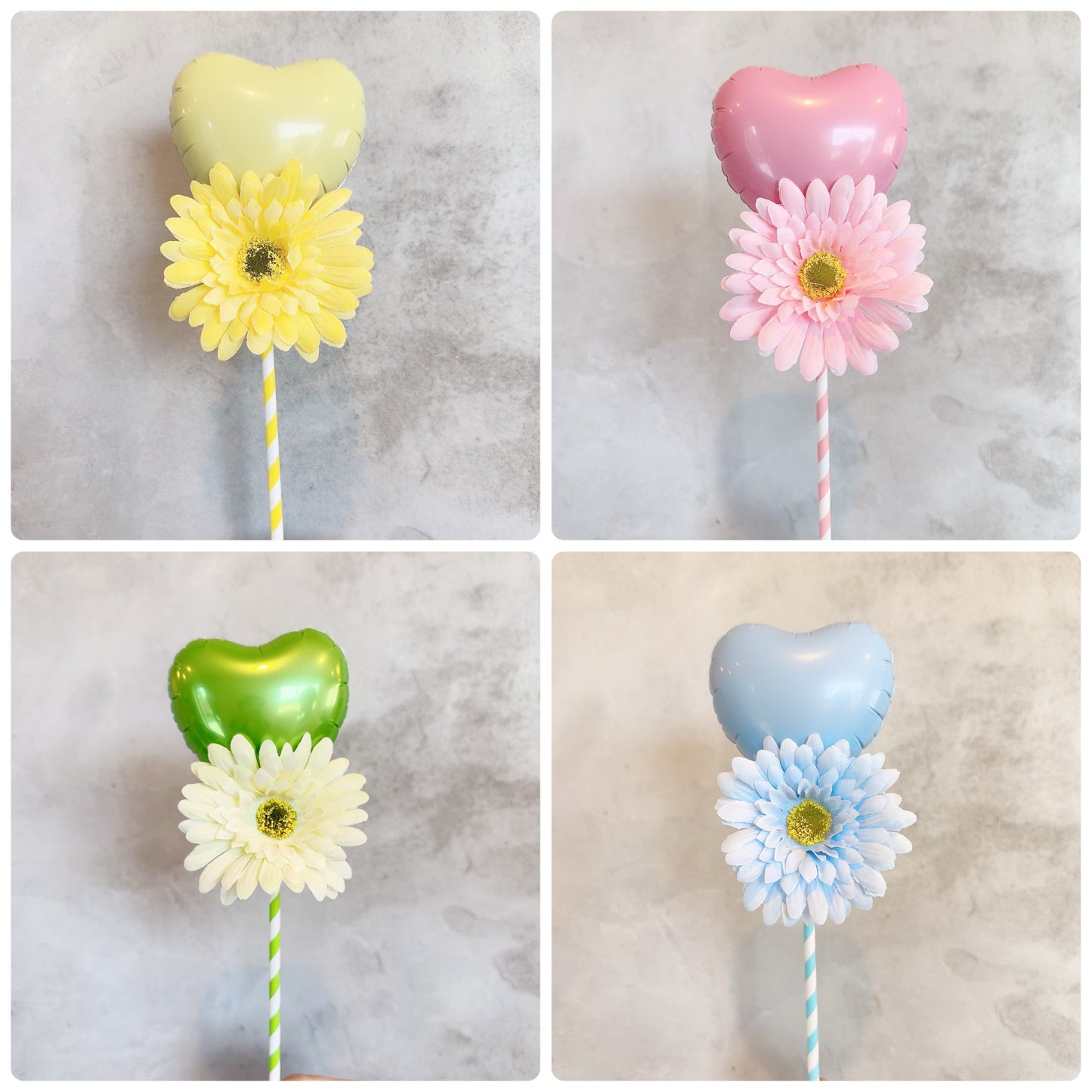 スティックバルーン【花付き・ハート】*balloon_customFHS