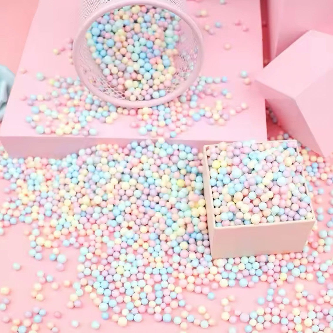 スティックバルーン【クリア・コンフェッティハートSサイズ】*balloon_clearconfettiHS